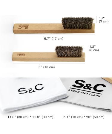 Stone and Clark Horse Hair Shoe Brush - Premium Shoe Polish Brush with 100% Horse Hair Bristles - Concaved Beech Wood Handle for Perfect Leather Polishing - Buy Online on SooperMarket.com