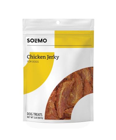Amazon Brand - Solimo Jerky Dog Treats, 2 Lb Bag (Chicken, Duck, Sweet Potato Wraps)