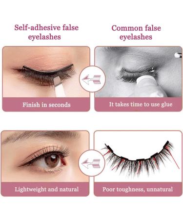 Reusable Self-Adhesive Eyelashes Natural Multiple Fake Eyelashes Natural Look Natural Fluffy Curling Long Eyelashes No Magnet No Glue Eyelashes Waterproof (W12-1 Paired) - Buy Online on SooperMarket.com