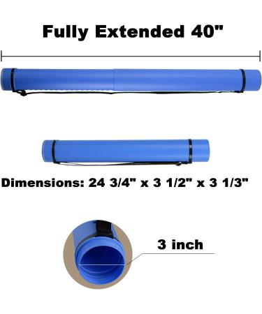 2-Pack Extendable Poster Tubes Expand from 24.5 to 40 with Shoulder Strap | Carry Documents Blueprints Drawings and Art | Blue and Yellow Portable Durable Round Storage Cases with Lids and Labels - Buy Online on SooperMarket.com