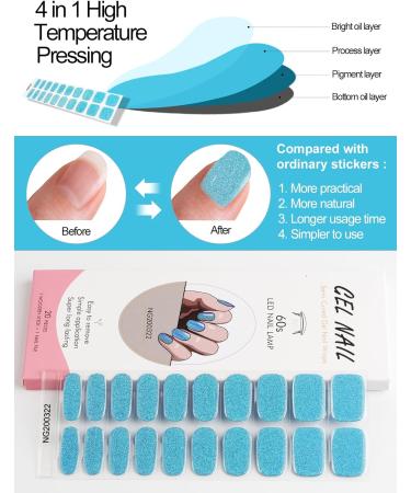 Kalolary 20PCS Nail Adhesive Wrap Gel Nail Polish Strips - Glitter Sky Blue - Self-Adhesive Stickers - UV/LED Lamp Required - Buy Online on SooperMarket.com