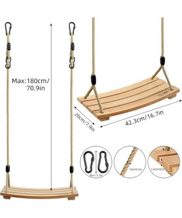 Pellor Beech Wood Tree Swing Seat for Adult Kids - Indoor/Outdoor Hanging Swing Chair in Beige - Buy Online on SooperMarket.com