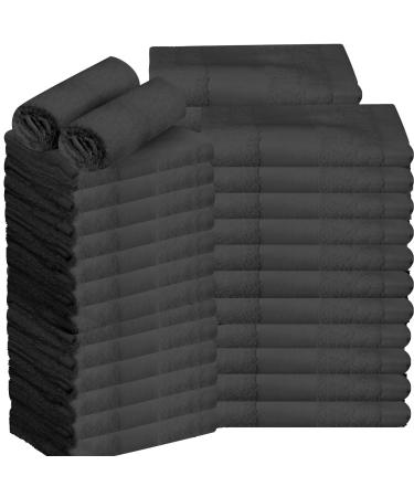 Moukeren 48 Pieces Bleach Proof Salon Towels Bulk Cotton 16'' x 25'' Hand Gym Towel Facial Soft Highly Absorbent Hair Towels for Hair Stylist Estheticians Spa Beauty Spa Hotel (Black)