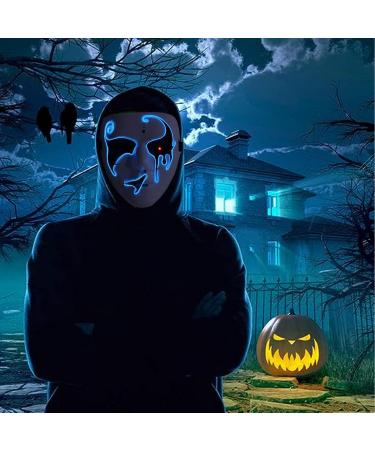 Topyond Halloween Light up Mask LED Light Face Cover EL Cold Light Emitting Up Scary Skull Face Cover for Party - Buy Online on SooperMarket.com