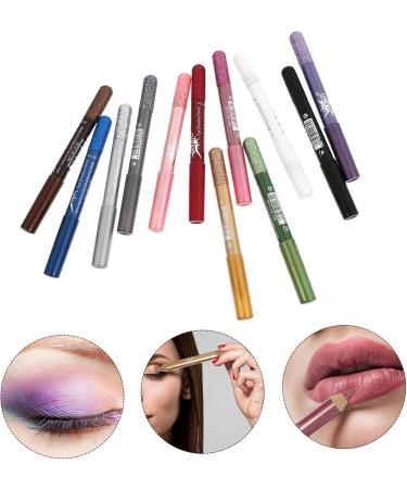 Baluue 12pcs Pearlescent Eyeshadow Pencil Waterproof Gel Eyeliner Natural Look Eyes Liner Eye Glitter Wood 12.5X0.5cm Assorted Color - Buy Online on SooperMarket.com