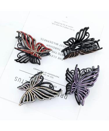 inSowni Korean Glitter Rhinestone Hair Clips Set - Moon Leaf Butterfly Barrettes for Thick Long Hair - 4 Pack - Buy Online on SooperMarket.com