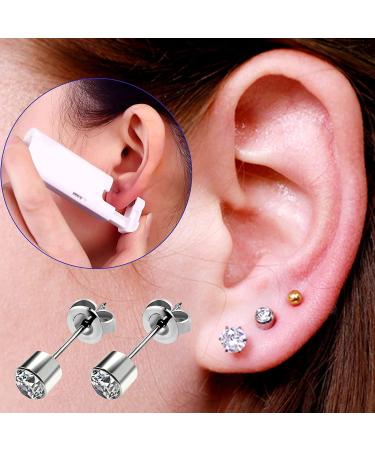 2Pcs Disposable Aseptic Ear Piercing Kit with Built-in Silver 4mm Ear Studs - Buy Online on SooperMarket.com