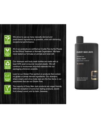 Every Man Jack Body Wash - Volcanic Clay, 16.9 Fl Oz | Natural Men's Shower Gel - Buy Online on SooperMarket.com