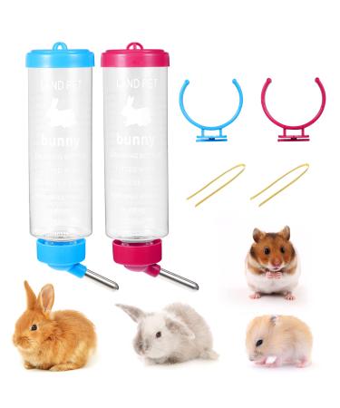 2 Pack 125ml Guinea Pig Water Bottle guinea Pig Water Bottle Non Drip Dispenser Bottle Guinea Pig Water Bottles Rabbit Water Bottles No Drip Water Bottle Automatic Water Feeder For Pig Hamster blue&red