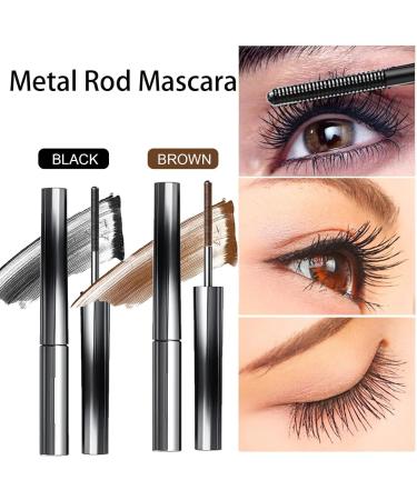 Hardcore Brushless Mascara Curling Mascara Set Waterproof Long-Lasting Non-Falling Non-Clumping Mascara Ultra-Slim Metallic Mascara for Charming Eye Makeup Black+black - Buy Online on SooperMarket.com
