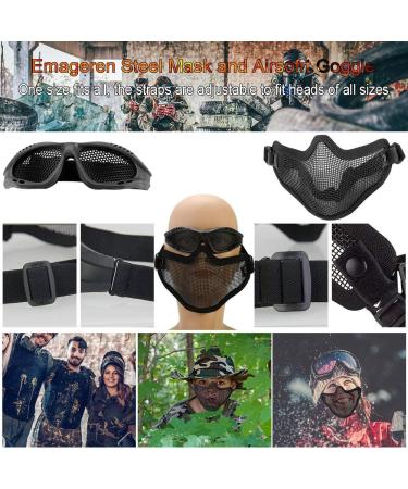 Emageren Foldable Airsoft Masks & Protective Glasses | Half-Facial Protection for Halloween Cosplay Paintball & Military Use - Buy Online on SooperMarket.com