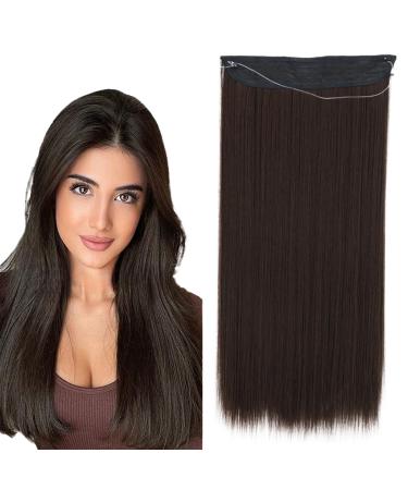 prinfantasy Hair Extensions with Adjustable Size Hair Piece Straight Hairpieces for Women Dark Brown Hair Pieces Silky Straight Nail Tip Keratin Utips Hair Extension 22" MW185 GBMW185 22 Inch