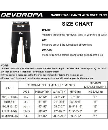 DEVOROPA Youth Boys' Compression Pants with Knee Pads - Black, Large - Buy Online on SooperMarket.com