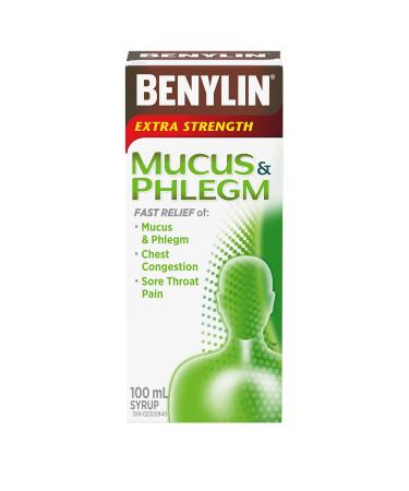 BENYLIN Extra Strength Mucus & Phlegm Syrup Daytime Relieves Mucus & Phlegm Chest Congestion and Sore Throat Pain 100mL Mucus & Phlegm Relief 100 ml (Pack of 1)