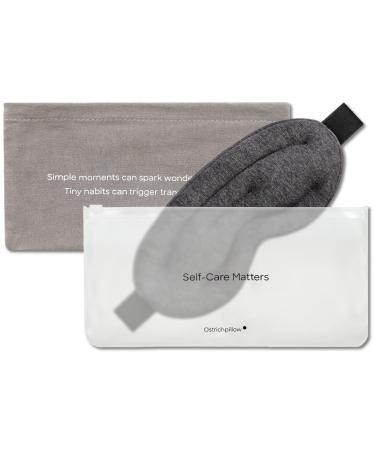 Ostrichpillow Hot & Cold Eye Mask - Clay Beads Hot Cold and Compression Therapy for Dark Circles  Eye Bags  Dry Eyes  Headaches  Migraines - Velcro Closure 2 Protective Bags Included Dark Night