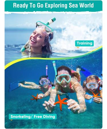 Seovediary Snorkel Set for Adults | Anti-Fog Panoramic Swim Mask & Dry Top Snorkel Kit | Green & Transparent | Perfect for Snorkeling & Scuba Diving - Buy Online on SooperMarket.com