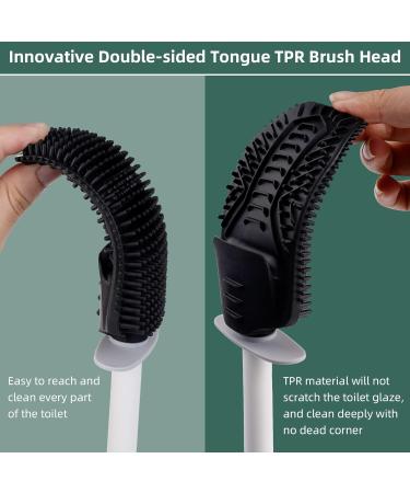 Hibbent 3 Pack Silicone Toilet Bowl Brush Set with Ventilated Holder - Grey | Bathroom Deep Cleaning Kit for Flexible Scrubbing - Toilet Scrubber - Buy Online on SooperMarket.com