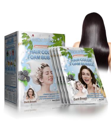 Hair Dye Shampoo MQUPIN 3 in 1 Natural Hair Color Foam Bubble Shampoo Instant Easy Safe Fast Acting Natural Herbal Ingredients Semi- Permanent Instant Hair Dye for Men & Women(Dark Brown)