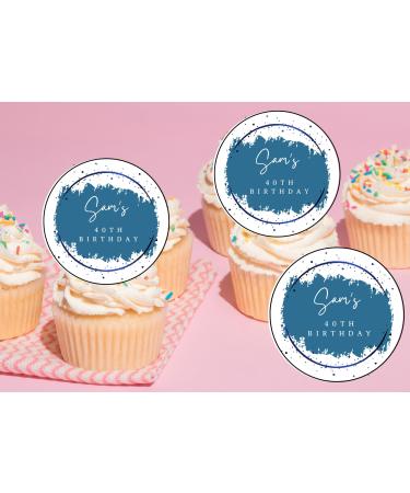 edible 20 x Personalised cupcake toppers uncut Blue - Any occasion/Any wording (icing paper)