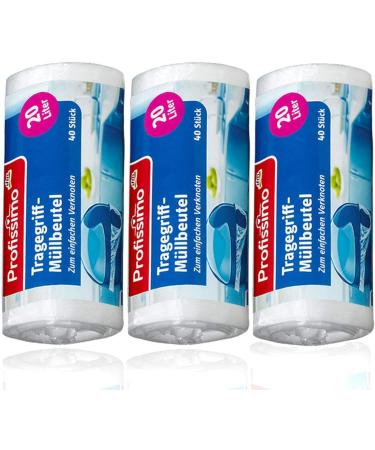 Buy Tear-Resistant Garbage Bags with Handle - 20L Leak-Proof Recyclable - 3x40 Count | International Shipping Available - Buy Online on SooperMarket.com
