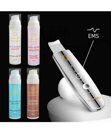 Lumineo Ultrasound Peeling Device - 4-in-1 Skin Scrubber Blackhead Remover EMS LED & Ions with 400ml Moisturizing Toner | Best Acne & Pore Cleaner - Buy Online on SooperMarket.com
