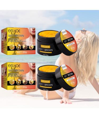 Eelhoe Tanning,Eelhoe Tanning Gel,Brown Tanning Gel - 50 Gram Tanning Accelerator Cream, Soft Brown Intensive Tanning Luxe Gel,Tanning Luxe Gel,Eelhoe Tanning Cream for Sunbeds & Outdoor Sun (2Pcs-Tanning Cream)