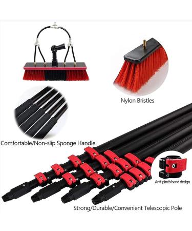 Window Cleaning Pole Water Fed Telescopic Brush Extendable Cleaner Conservatory Roof Angle Adjustable Band Scraper Window Cleaning Photovoltaic Panel Cleaning Brushing 5.4M/18FT 35cm Brush Head 8M/27FT - Buy Online on SooperMarket.com