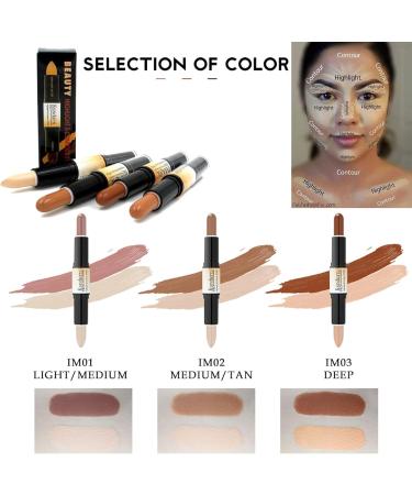 Dual-ended Contour Stick Ksndurn Contour Stick Makeup - Double-End Face Concealer Contouring Sticks Cream/Color Highlighter(Ivory) Shadow(Pink) - Buy Online on SooperMarket.com