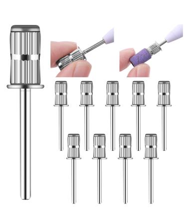 10 Pieces Nail Drill Heads Replacement Mandrel Nail Drill Bit Sanding Bands Shaft 3/32 inch Sanding Bits for Nail Drill Professional Nail Drill Bits for Electric File Nail Sanders Manicure Pedicures Size2