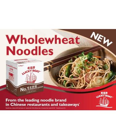 Lucky Boat Wholewheat Chow Mein Noodles 3.5KG - Source of Fibre - Bulk Chinese Noodles for Stir Fry - 3.5kg Pack - Buy Online on SooperMarket.com
