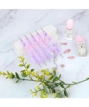 5Pcs Nail Dotting Pen Nail Art Tools Dotting Painting Pen Polish Carving Tool 2 Way Nail Design Dotting Tool for Gel Polish Decoration Purple - Buy Online on SooperMarket.com
