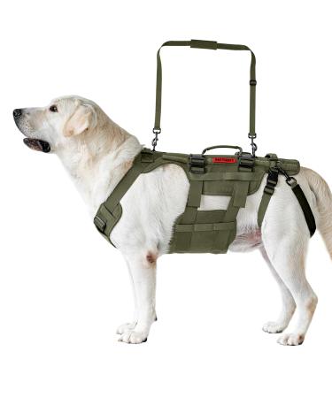 OneTigris Dog Lift Harness for Large Dogs Dog Support Sling for Back Legs Dog Lifter with Handles Invictus Multifunctional Mobility Assistance Vest Dog Hip Support Brace (Olive L) L Olive