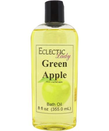 Green Apple Bath Oil by Eclectic Lady - Scented Bath Oil - Relaxing & Moisturizing Bathing Oil - Fragrance Body Oil For Dry & Rough Sensitive Skin - Body Daily Nourishing Shower Oil (8 oz) 8 Ounce