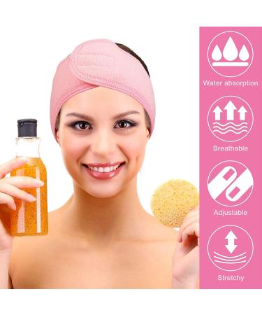 Whaline Spa Facial Headband Make Up Wrap Head Terry Cloth Headband Adjustable Towel Band for Face Washing Shower Facial Cover 3 Pieces (White Pink Rose Red) - Buy Online on SooperMarket.com