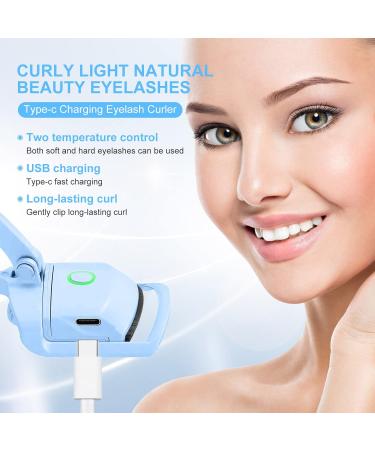 Rechargeable Heated Eyelash Curler - Quick Easy & Natural Curls | Handheld Electric Rizador de Pesta as (Blue) | Long-Lasting Makeup Solution - Buy Online on SooperMarket.com