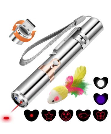 YYCAT Cat Toys for Indoor Cats Kittens 7 in 1 Function Rechargeable Interactive Cat Toy Wand with a Free Toy Mouse