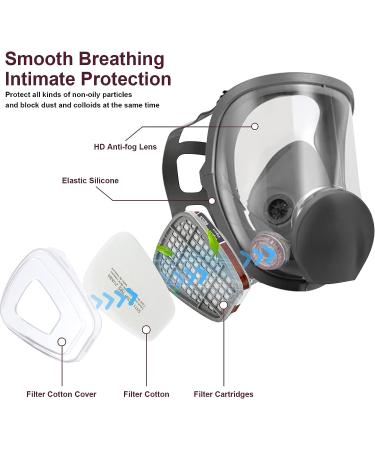 Full Face Respirator Mask 19 in 1 6800 Reusable Respirator Mask with Filters Organic Vapor Respirator Anti-fog Ideal for Paint Dust Spraying Chemicals Formaldehyde Polishing Sanding&Cutting - Buy Online on SooperMarket.com