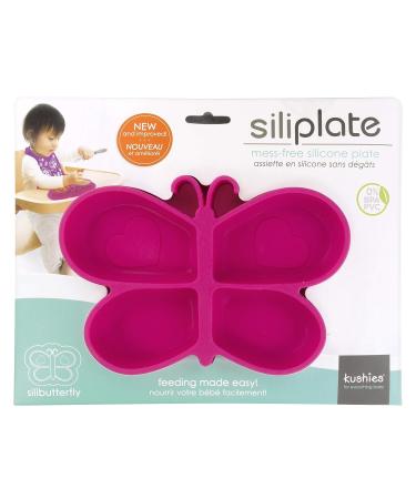 Kushies Siliplate Silicone Suction Plate for Toddlers - Pink Butterfly (Candy) | BPA, PVC & Phthalate Free | Non-Slip Feeding Dish | Dishwasher, Microwave & Oven Safe - Buy Online on SooperMarket.com
