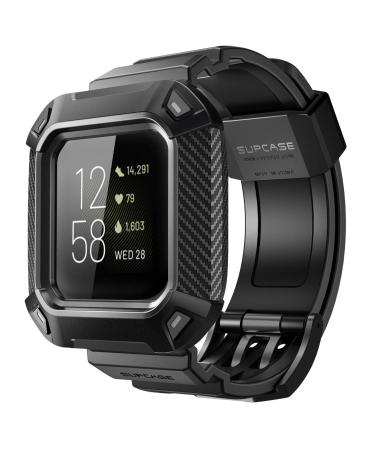 SUPCASE Unicorn Beetle Pro Watch Bands for Fitbit Versa 3 / Fitbit Sense, Protective Replacement Wristband Case Band (Black)