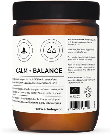 Organic Ashwagandha Powder 7.8 oz - Sleep Aid - Raw Vegan - Non-GMO - Gluten-Free - Recyclable Glass Jar - Buy Online on SooperMarket.com