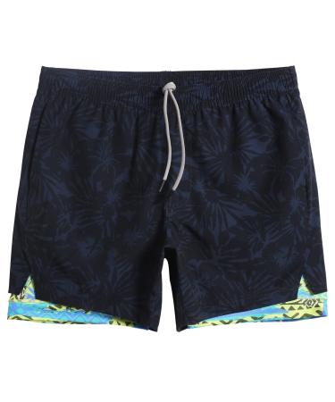 maamgic Mens Workout Shorts 2 in 1 Stretch 5 inch Inseam Gym Shorts Running Shorts with Compression Liner Zip Pocket Medium Blcck Blue Pattern