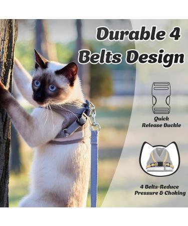 Supet Cat Harness and Leash Set | Escape Proof | Adjustable Soft Mesh Vest | Reflective Strap | Grey (Chest 26-32cm) - Buy Online on SooperMarket.com