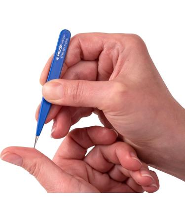 FAUDE Pointed Tweezers for Splinters & Ingrown Hairs - Precision Stainless Steel 10cm (Blue) | International Shipping - Buy Online on SooperMarket.com