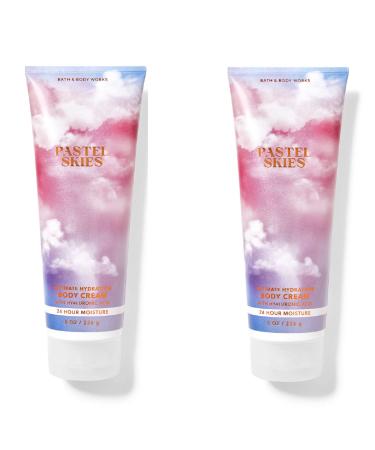 Bath and Body Works Pastel Skies Body Cream Ultimate Hydration Gift Set For Women 2 Pack 8 Oz. (Pastel Skies)