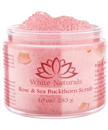 Organic Rose & Sea Buckthorn FACE & BODY SCRUB Natural & Pure Exfoliating Scrub for Soft & Smooth Skin Infused With Essential Oils Moisturizer for Women & Men Removes Blackheads Acne & Dead Skin Rose scrub