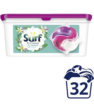 Surf 5 Herbal Extracts 3 in 1 Laundry Capsules - 32 Washes | Long Lasting Fragrance | Brilliantly Clean Clothes - Buy Online on SooperMarket.com