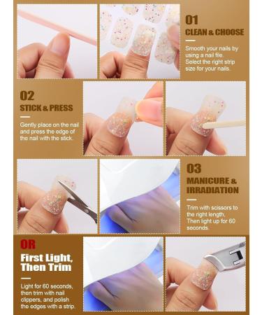 Kalolary 20PCS Luminous Glitter Gel Nail Polish Strips - Glow in the Dark Adhesive Full Wrap Stickers with Nail File - Cream White - Buy Online on SooperMarket.com