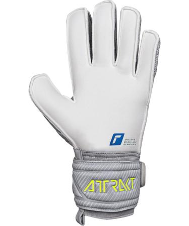 Reusch Men s Attract Finger Support Goalkeeper Gloves - Unisex Outer Seam Cut Grip Surface Light Gray-Blue-Yellow Adult Football Gloves with Finger Protection - Size 8 - Buy Online on SooperMarket.com