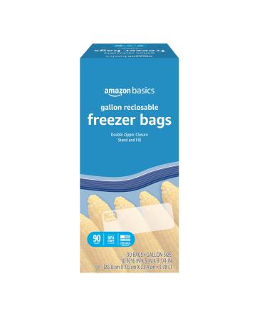 Amazon Basics Freezer Gallon Bags, 90 Count (Previously Solimo)