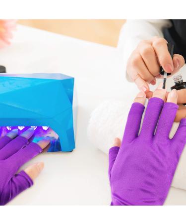 Quesuc 3 Pairs UV Shield Glove Gel Manicures Glove Anti UV Fingerless Gloves Protect Hands from UV Light Lamp Manicure Dryer (Black Purple White) - Buy Online on SooperMarket.com